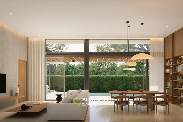 Villa de una planta con 3 habitaciones, piscina de agua salada y vista a la montaña (Bophut)