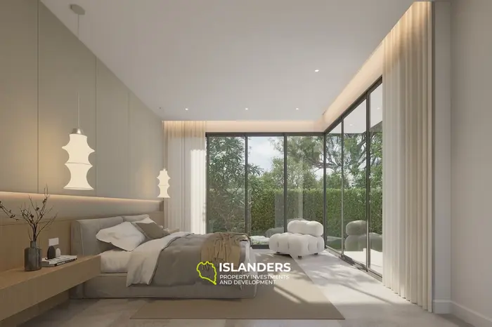 Villa de una planta con 3 habitaciones, piscina de agua salada y vista a la montaña (Bophut)