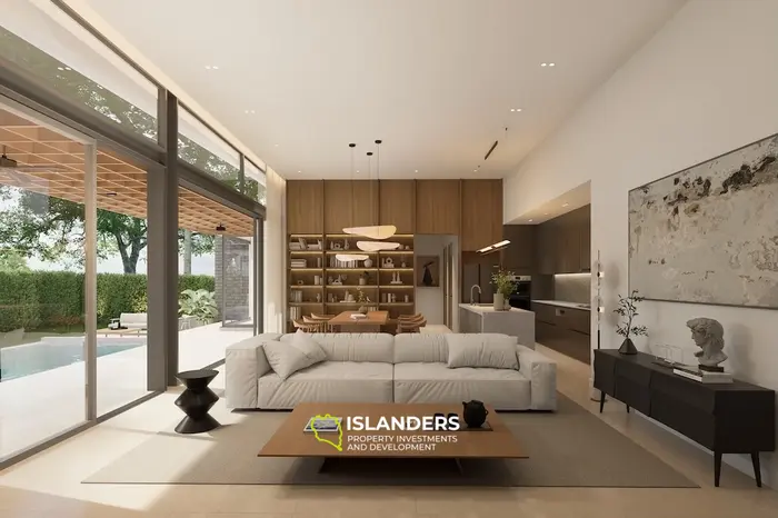 Villa de una planta con 3 habitaciones, piscina de agua salada y vista a la montaña (Bophut)