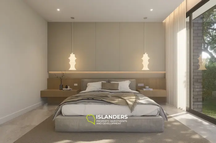 Villa de una planta con 3 habitaciones, piscina de agua salada y vista a la montaña (Bophut)