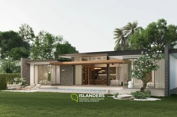 Villa de una planta con 3 habitaciones, piscina de agua salada y vista a la montaña (Bophut)