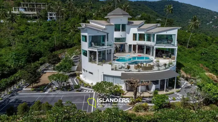 Panoramic 7-bdrm pool villa with fitness center on Angthong Hill (Bang Po)