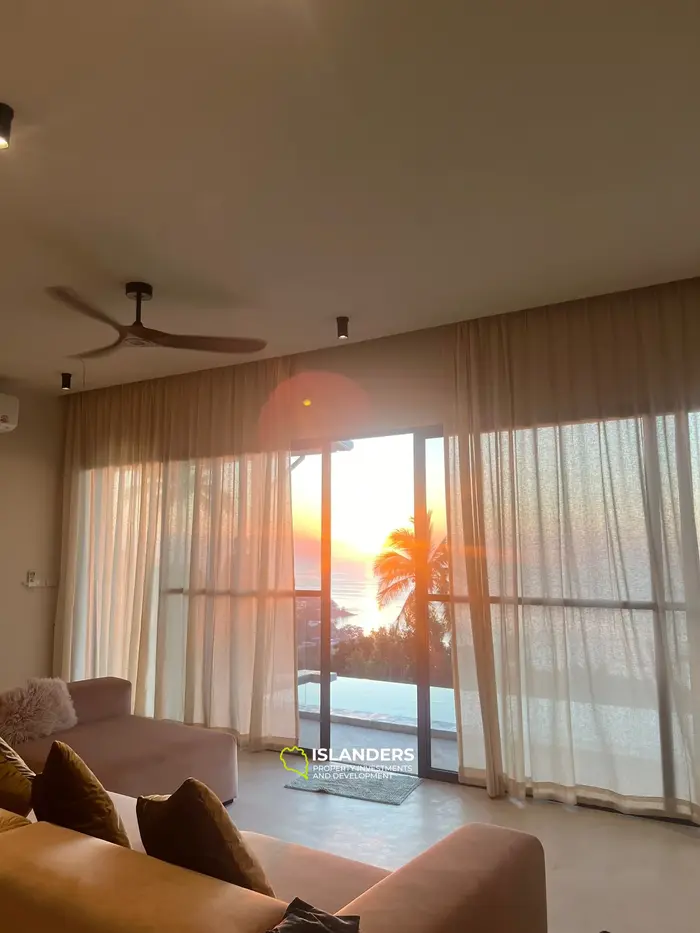 3-br new seaview villa, sunset side, Haad Yao Hills for rent