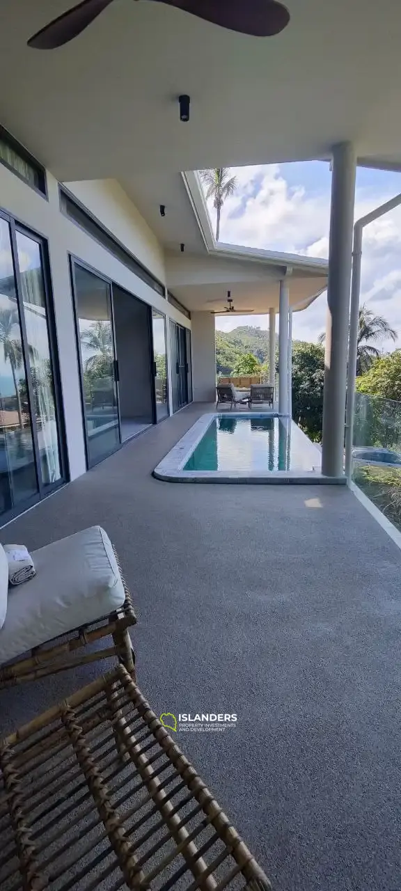 3-br new seaview villa, sunset side, Haad Yao Hills for rent