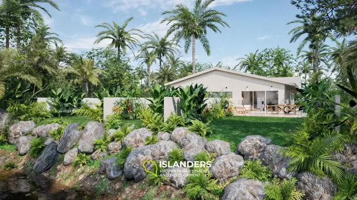 Cozy 2-bdrm villa with river and garden views, 200 meters from the beach (Maenam)