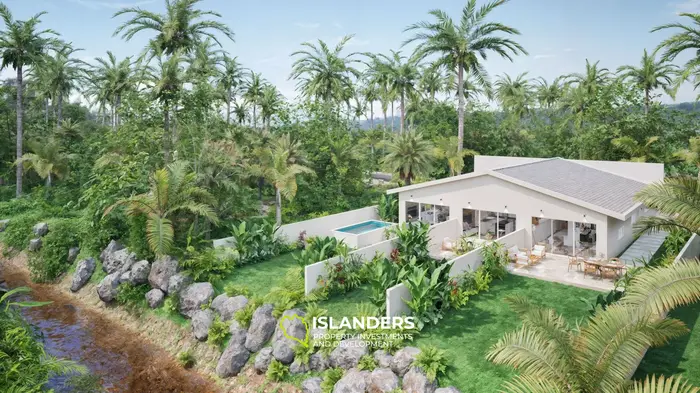 Cozy 2-bdrm villa with river and garden views, 200 meters from the beach (Maenam)