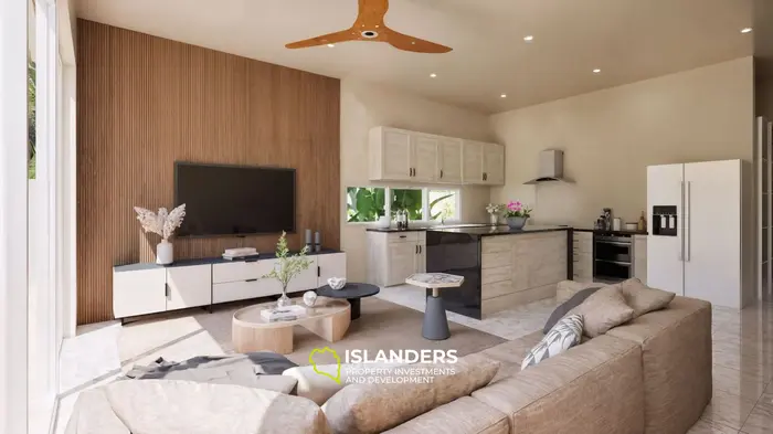 Cozy 2-bdrm villa with river and garden views, 200 meters from the beach (Maenam)