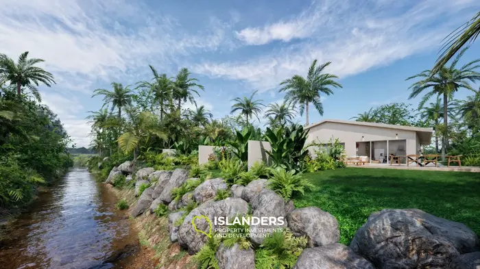 Cozy 2-bdrm villa with river and garden views, 200 meters from the beach (Maenam)