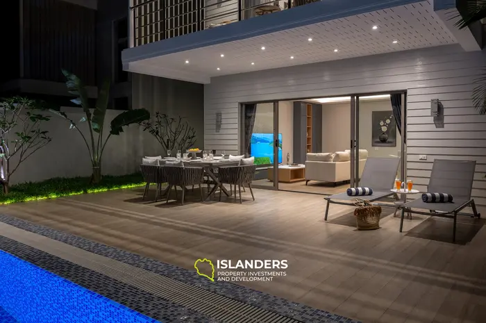 4-bdrm poll villa with sea view from the spacious third lfoor terrace (Ban Tai)