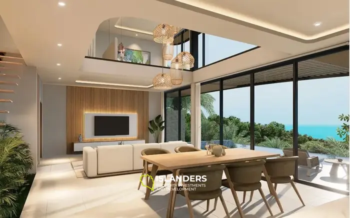 Comfortable 3-bdrm pool villa with views of the sea, hills and sunsets (Bang Po)