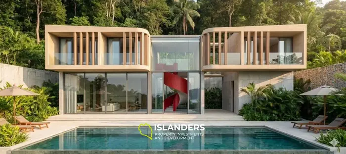 Comfortable 3-bdrm pool villa with views of the sea, hills and sunsets (Bang Po)