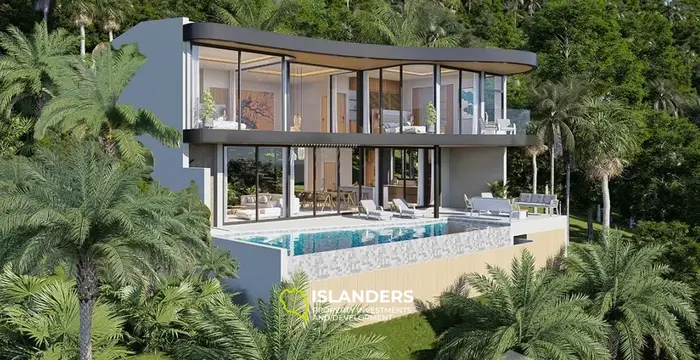 Comfortable 3-bdrm pool villa with views of the sea, hills and sunsets (Bang Po)