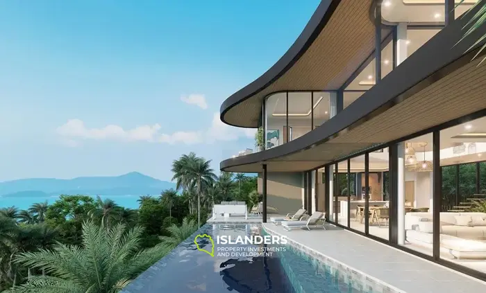 Comfortable 3-bdrm pool villa with views of the sea, hills and sunsets (Bang Po)