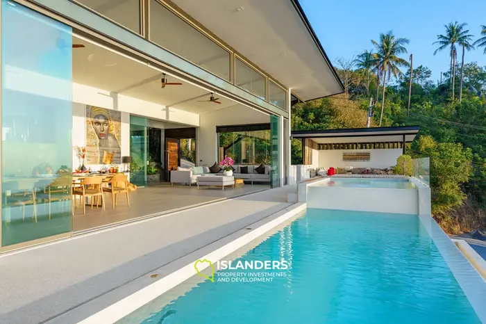 Villa de lujo de 4 habitaciones con piscina y vistas al mar en una colina (Chaweng)