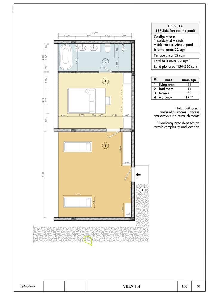 Sea View 1BR Villa with Side Terrace